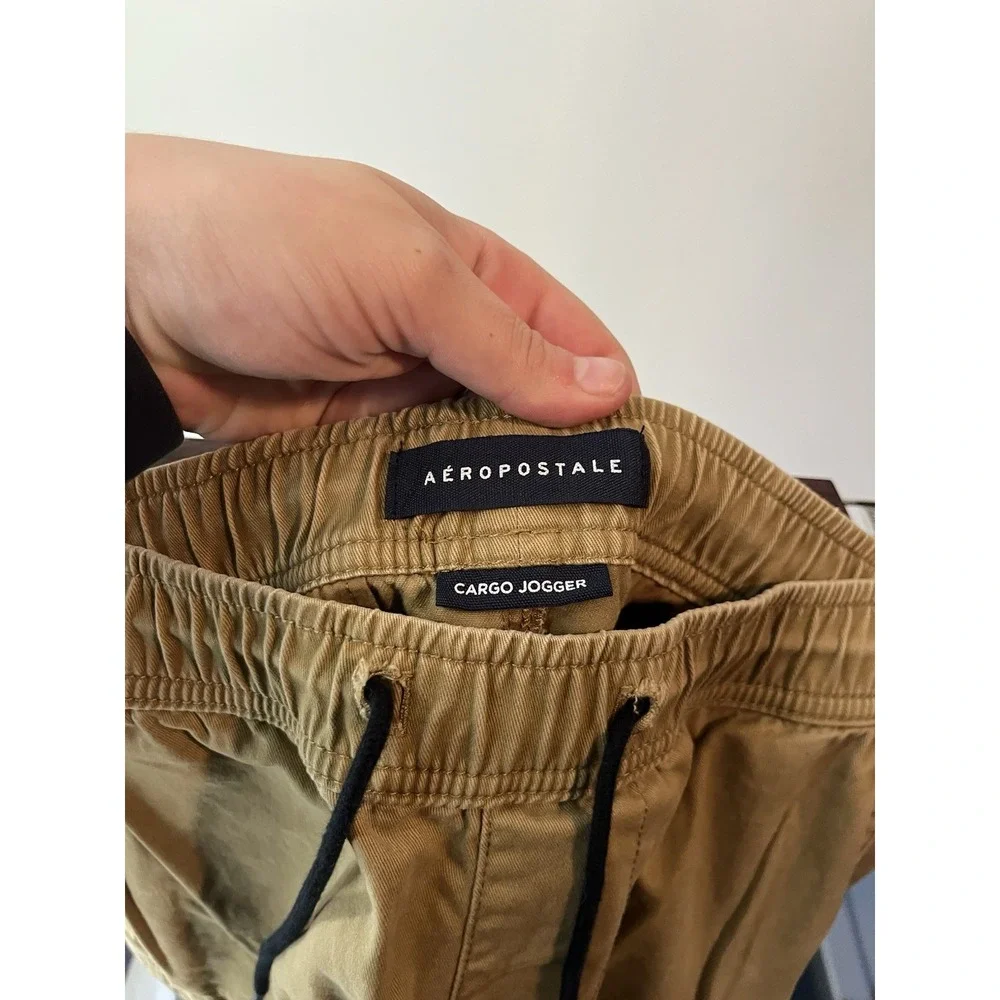 Aeropostale Cargo Jogger Pants Khaki Mens Med‎ Medium Wash Pockets
